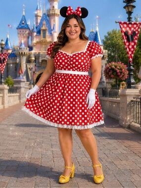 Sz 1X Main Street Sweetheart Polka Dot Minnie Mouse wonderland costume Dress